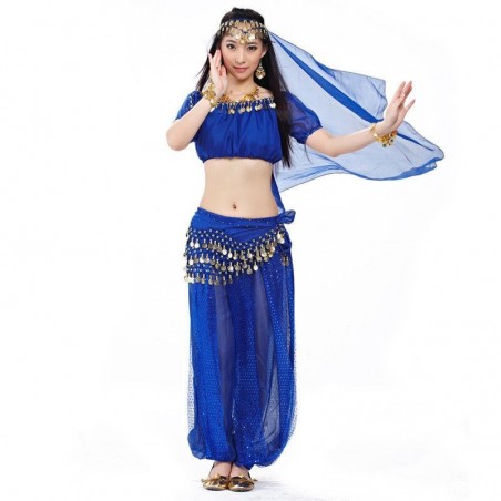 Déguisement danseuse orientale bleue et or femme