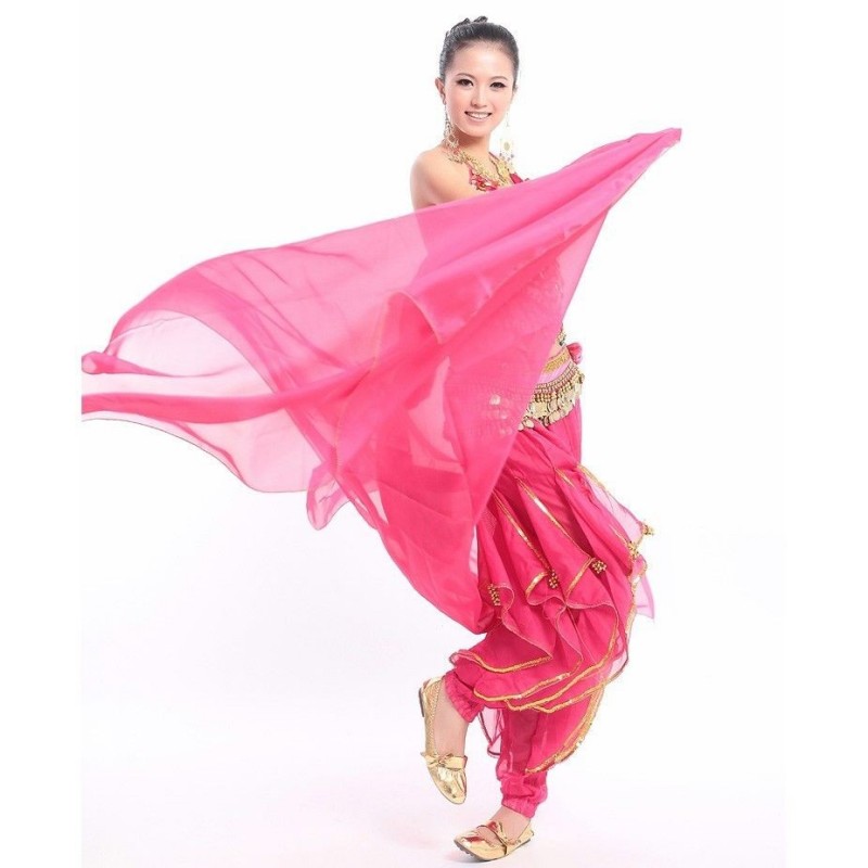 Voile rectangulaire rouge de danse orientale en pure soie