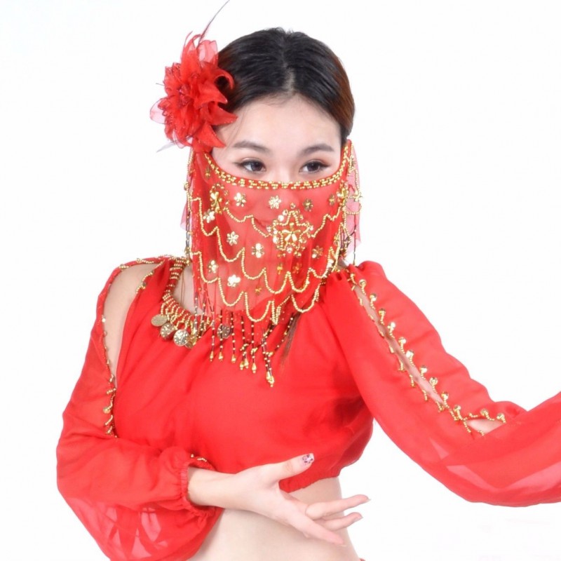 Foulard de danse orientale brillant rouge - 15,50 €