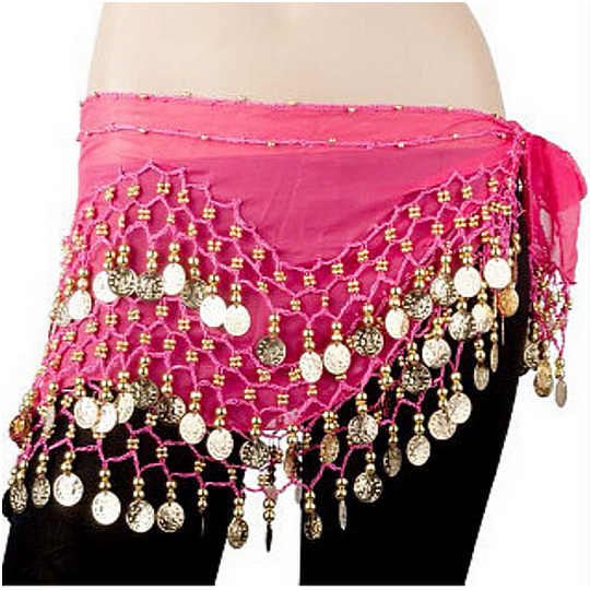 Ceinture Danse Orientale à Sequins - Foulard Scintillant - Pour Spectacles Et Fêtes - Taille Unique Jaune
