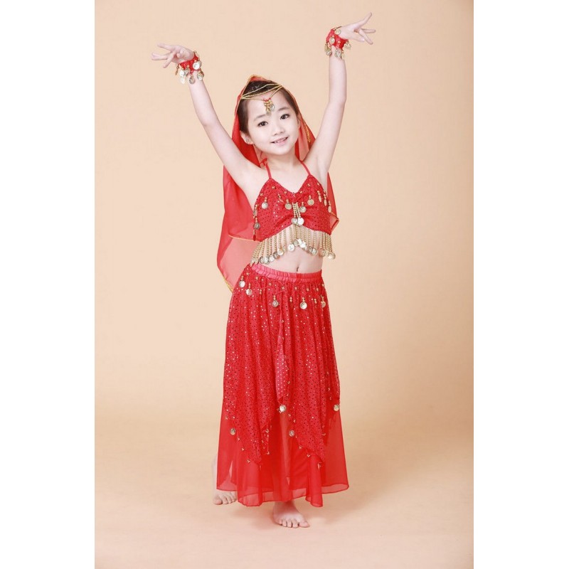 Déguisement de danseuse orientale rouge pour filles